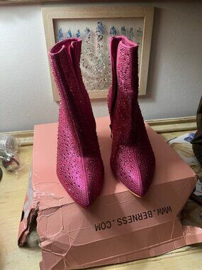 PINK RHINESTONE BOOTS